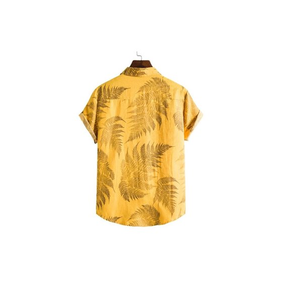 Hawaiian Shirt for Men with pocket Orange / Yellow - Picture 9 of 11